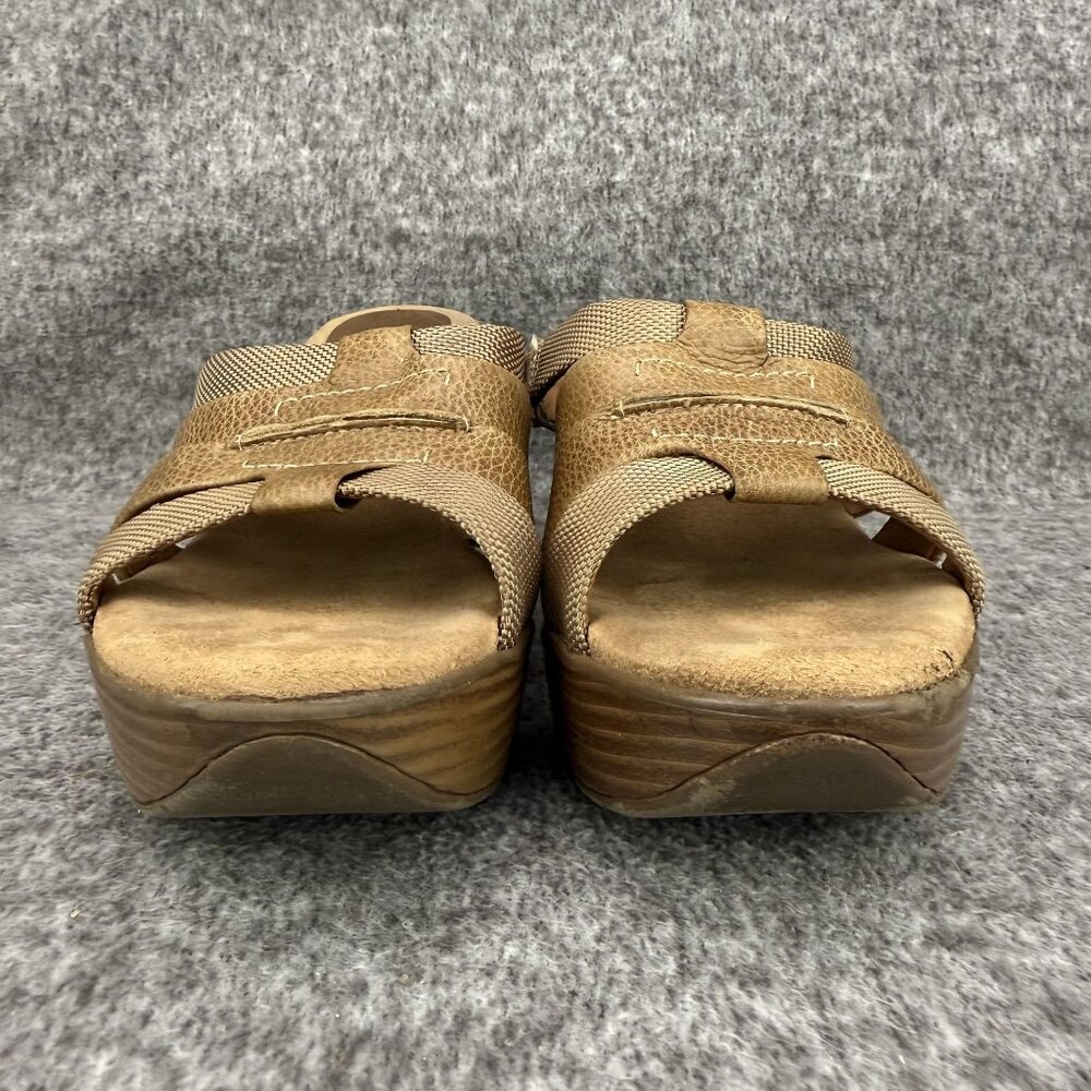 ✅Womens 8M Eddie Bauer Wedge Sandals Leather Upper Slip-On Brown Strappy Casual - Picture 5 of 14
